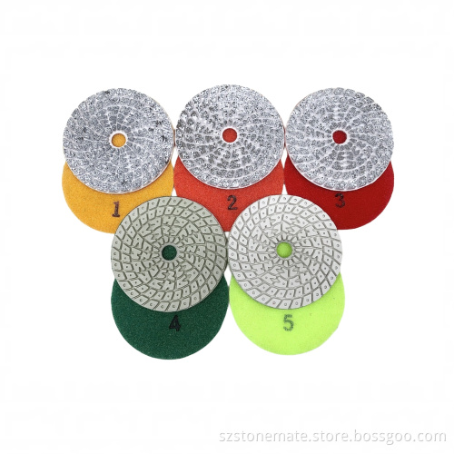 SMT 4 Inch Flexible Metal Resin Diamond Polishing Pads - 5 Step Wet Polishing Set